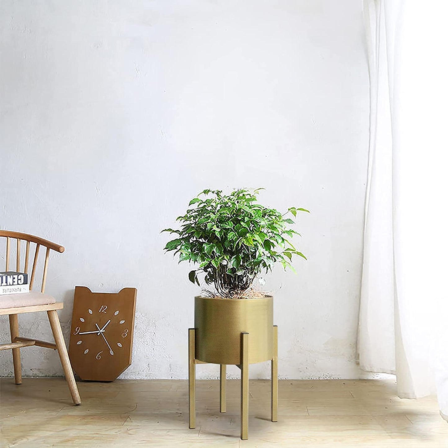 Planter Stand, Pot Stand for Plants, Metal Plants,Metal Plant Pot on Stand Flower Plant Stand Plant Shelf Plant Holder with Removable Pot Outdoor Indoor Home Decoration(Pot Included)…