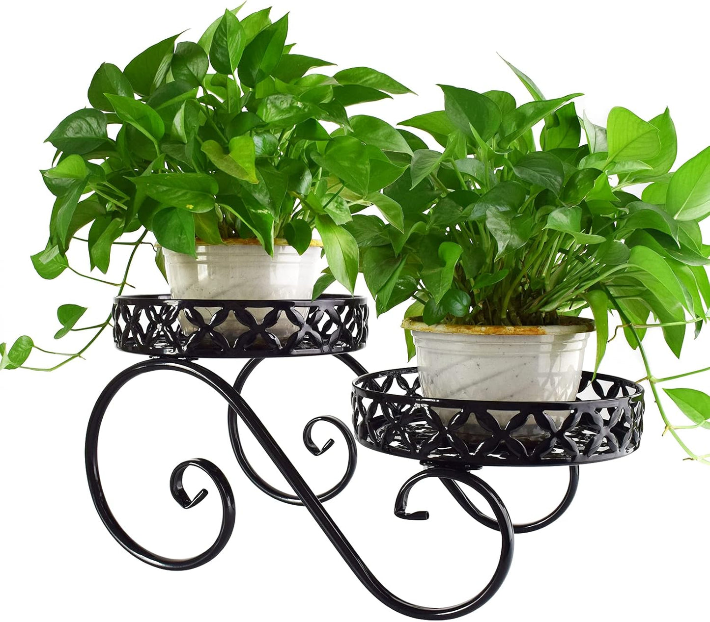 Black Planter Stand,Metal 9.8Inch round Potted Plant Stands Indoor&Outdoor ,Modern Flower Pot Stand Holder Rack Planter Display for Home,Kitchen,Patio,Garden, Corner, Balcony and Bedroom