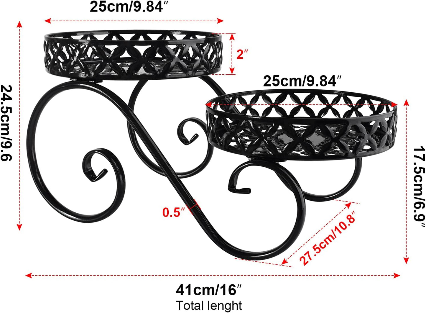 Black Planter Stand,Metal 9.8Inch round Potted Plant Stands Indoor&Outdoor ,Modern Flower Pot Stand Holder Rack Planter Display for Home,Kitchen,Patio,Garden, Corner, Balcony and Bedroom