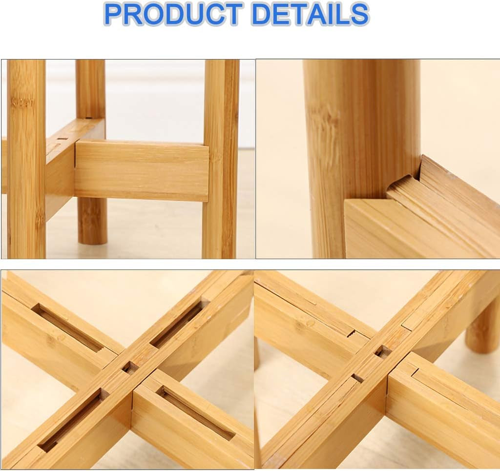 1Pcs Bamboo Plant Stand Mid Century Modern Plant Pot Stand Holder 8" to 12" Adjustable Flower Pot Holder Display Rack for Indoor Outdoor Planters and Home Decor, 14" H (Unxpandable)