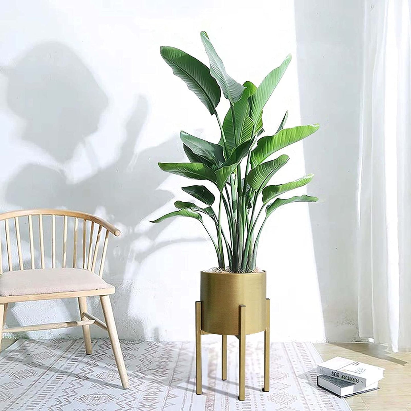 Planter Stand, Pot Stand for Plants, Metal Plants,Metal Plant Pot on Stand Flower Plant Stand Plant Shelf Plant Holder with Removable Pot Outdoor Indoor Home Decoration(Pot Included)…