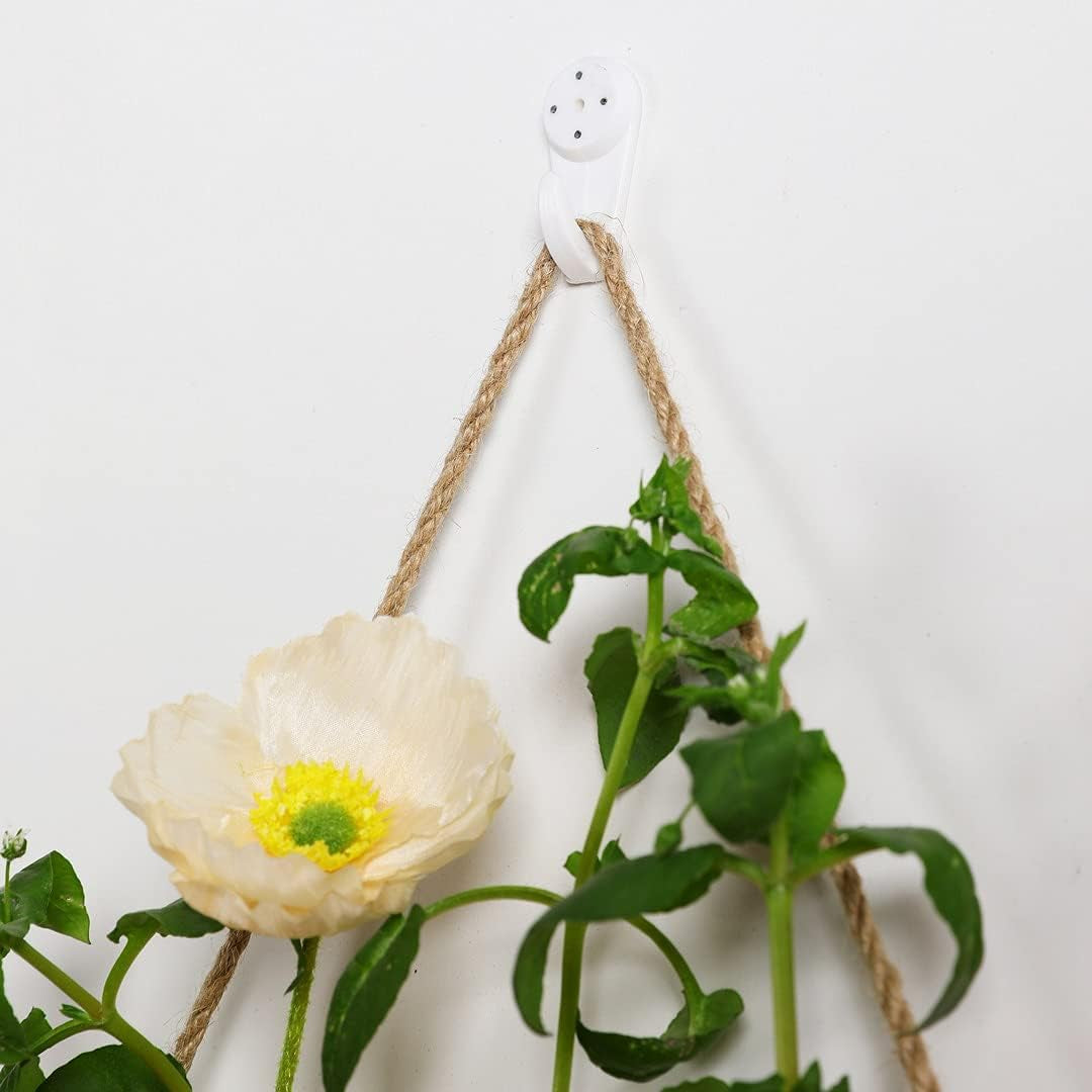 Hanging Planters, Hanging Glass Vases Propagation Station for Hydroponic Plants Flower Indoor Outdoor Home Garden Office Wall Decoration (7 Test Tube, Beige)