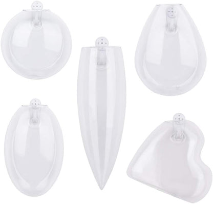 Different Geometric Wall Glass Vase Set of 5 for Water Plants or Flowers, Garden Wall Decoration (Clear 5)