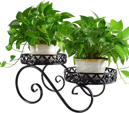 Black Planter Stand,Metal 9.8Inch round Potted Plant Stands Indoor&Outdoor ,Modern Flower Pot Stand Holder Rack Planter Display for Home,Kitchen,Patio,Garden, Corner, Balcony and Bedroom