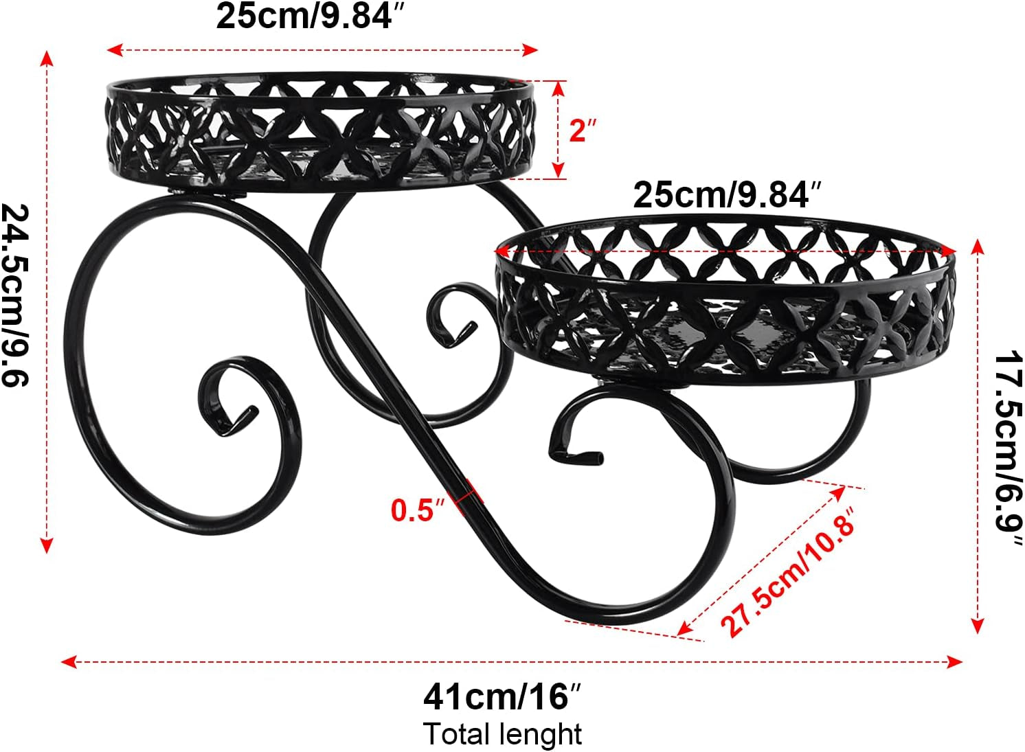 Black Planter Stand,Metal 9.8Inch round Potted Plant Stands Indoor&Outdoor ,Modern Flower Pot Stand Holder Rack Planter Display for Home,Kitchen,Patio,Garden, Corner, Balcony and Bedroom