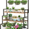 Plant Stand Outdoor Indoor Hanging Plant Shelf for Multiple Plants 3 Tier Tall Plant Stand Wood Rack with Metal Frame for Patio Garden Balcony