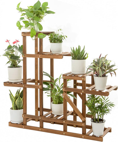 Wood Plant Stand Indoor Outdoor, Wooden Multiple Tier Flower Shelf, Large Garden Plant Display Holder Rack for Patio Balcony Living Room Corner Yard